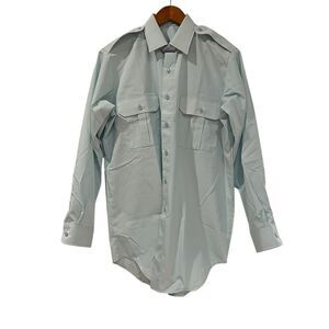 Logistik light blue uniform button up shirt.